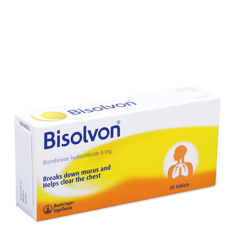 THUỐC ĐIỀU TRỊ LOÃNG ĐỜM, TIÊU CHẤT NHẦY CÁC BỆNH PHẾ QUẢN PHỔI CẤP VÀ MÃN TÍNH BISOLVON (30 VIÊN/HỘP)