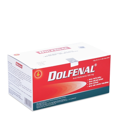 THUỐC TRỊ CÁC TRIỆU CHỨNG ĐAU NỬA ĐẦU, ĐAU RĂNG, ĐAU DO CHẤN THƯƠNG DOLFENAL (500MG)