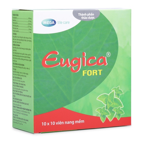 THUỐC ĐIỀU TRỊ CÁC CHỨNG HO, ĐAU HỌNG, SỔ MŨI, CẢM CÚM EUGICA FORT (10 VỈ X 10 VIÊN)